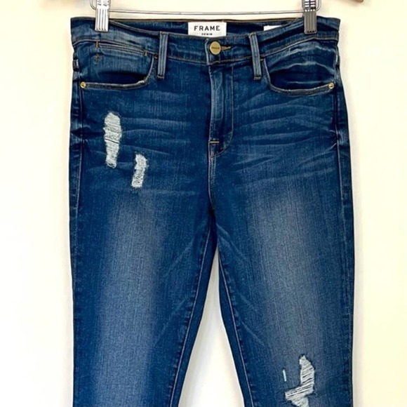 Frame Size 25 Le High Skinny Crop Jeans Arenas Frayed Released Hem - Picture 3 of 13